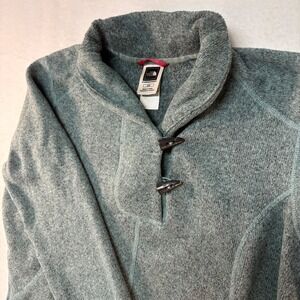 The North Face Crescent Sunset Fleece Pullover Toggle Shawl Teal Womens Large